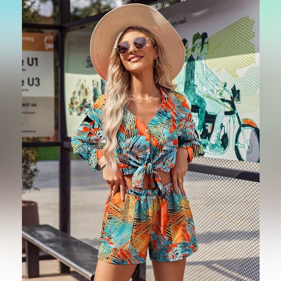 2 piece tropical print set - Picture 1 of 6